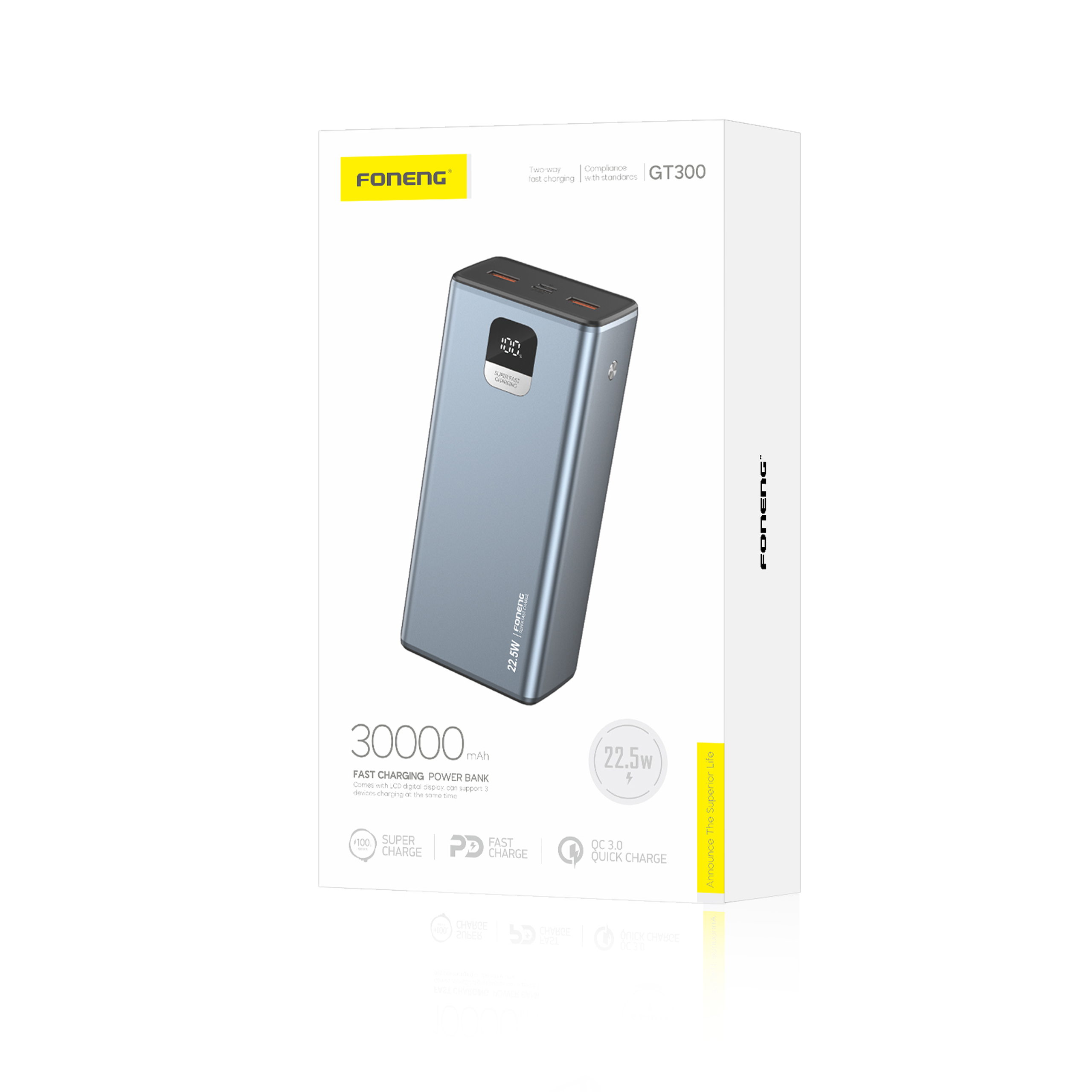 Foneng GT300 30000mAh 22.5W Power Bank (22.5W & 3 Outputs) 5 3